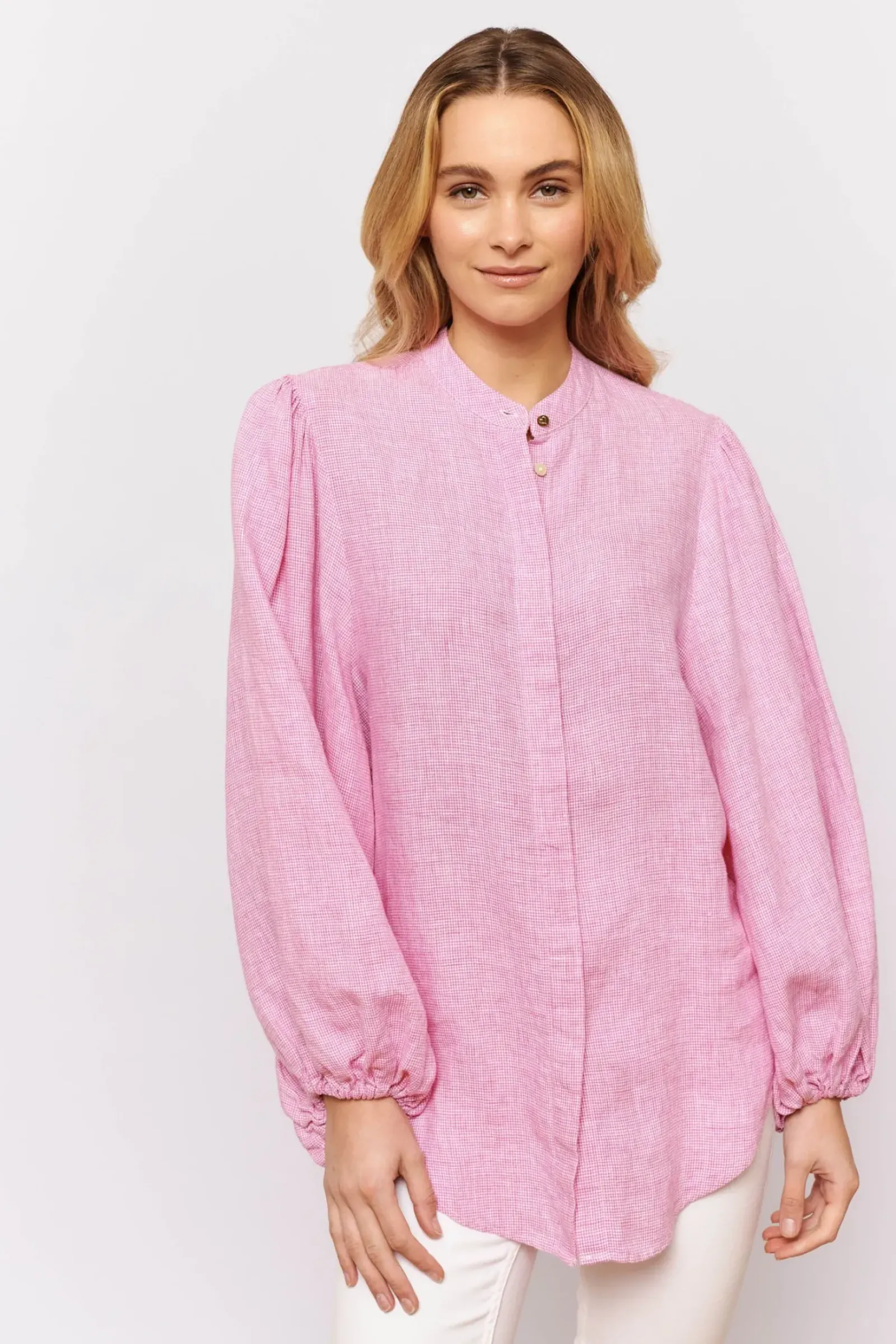Alessandra Tops|Charade Shirt - Pink Houndstooth