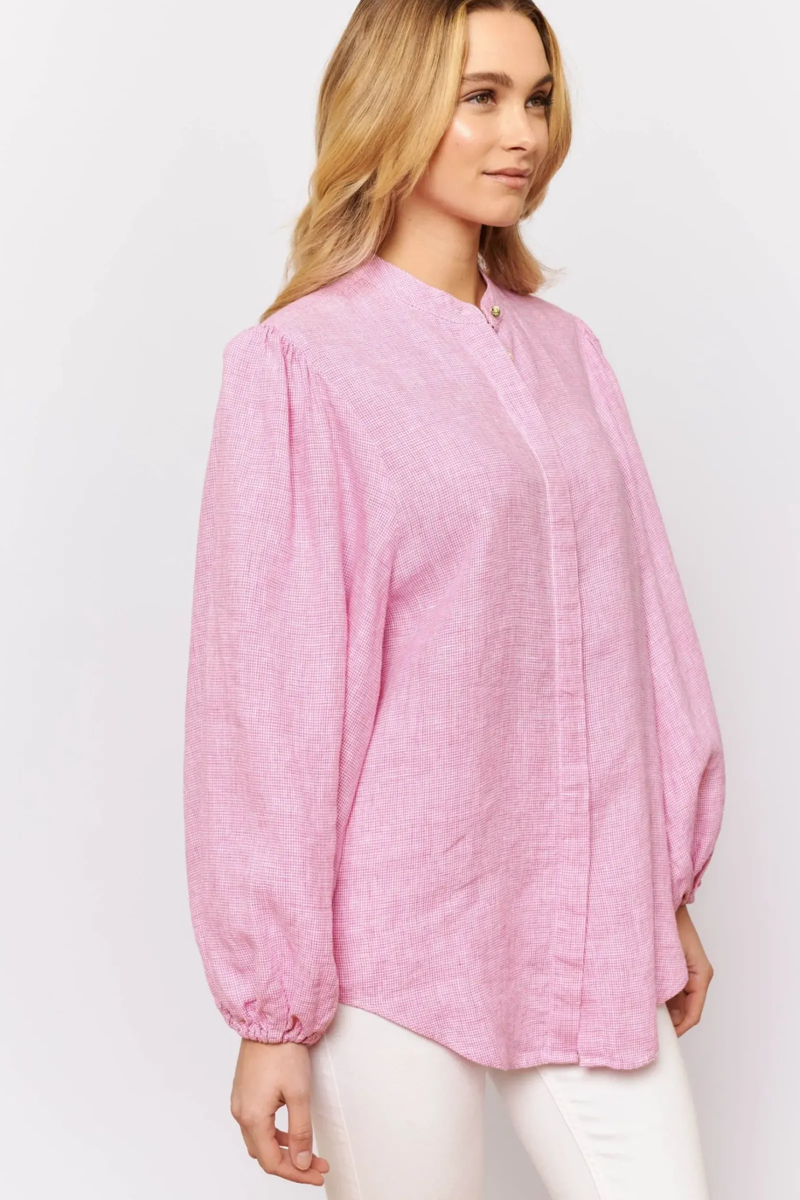Alessandra Tops|Charade Shirt - Pink Houndstooth