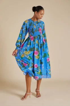 Alessandra Dresses|Jade Cotton Silk Dress - Periwinkle Aria