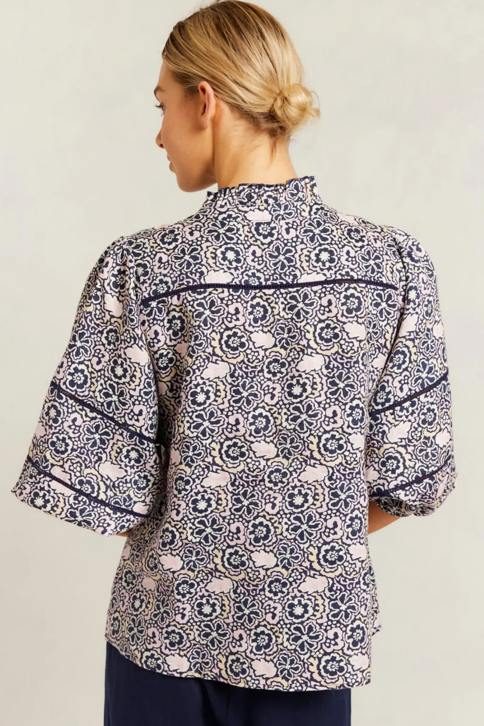 Alessandra Tops|Lia Shirt Raya - Navy