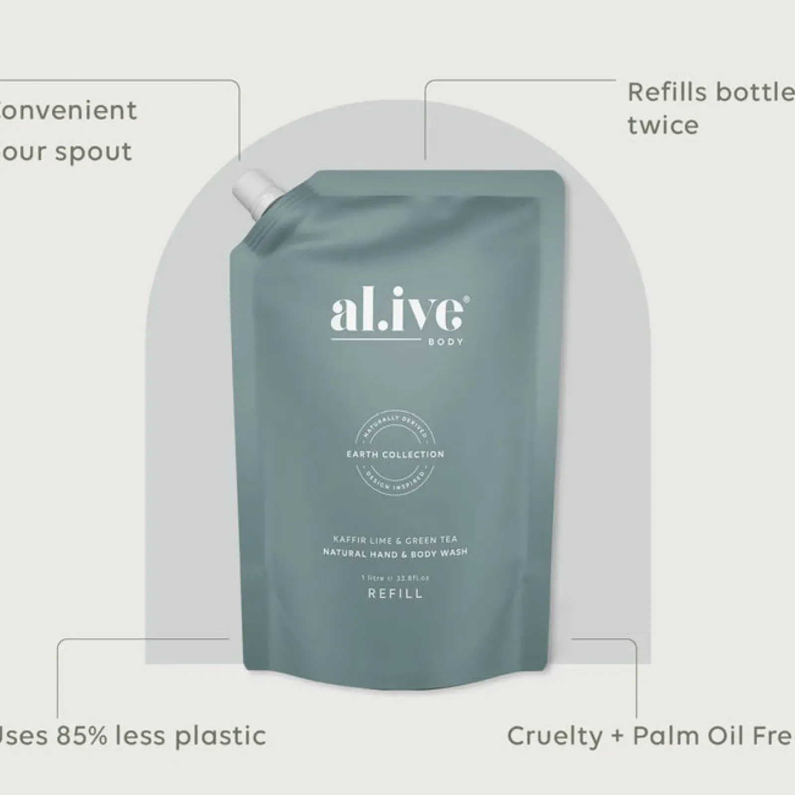 Al.ive Body Wash & Hand Wash|Kaffir Lime & Green Tea Wash - Refill