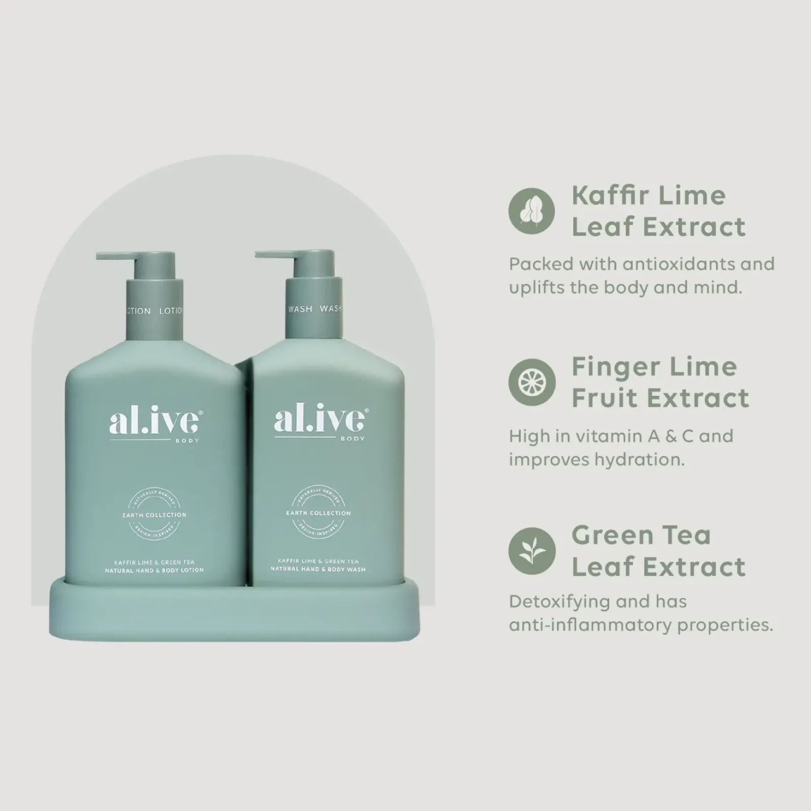 Al.ive Body Wash & Hand Wash|Wash & Lotion Duo - Kaffir Lime & Green Tea