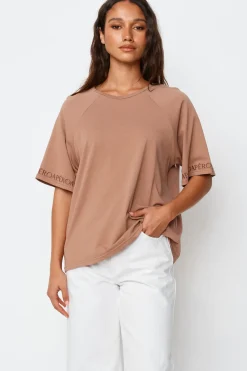 Apero Tops|Logo Sleeve Box Cut Tee - Mocha