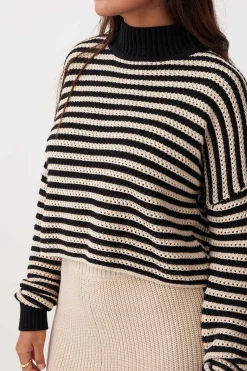 ARCAA Knitwear|Jumpers|June Cropped Sweater - Sand & Black