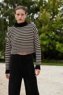 ARCAA Knitwear|Jumpers|June Cropped Sweater - Sand & Black