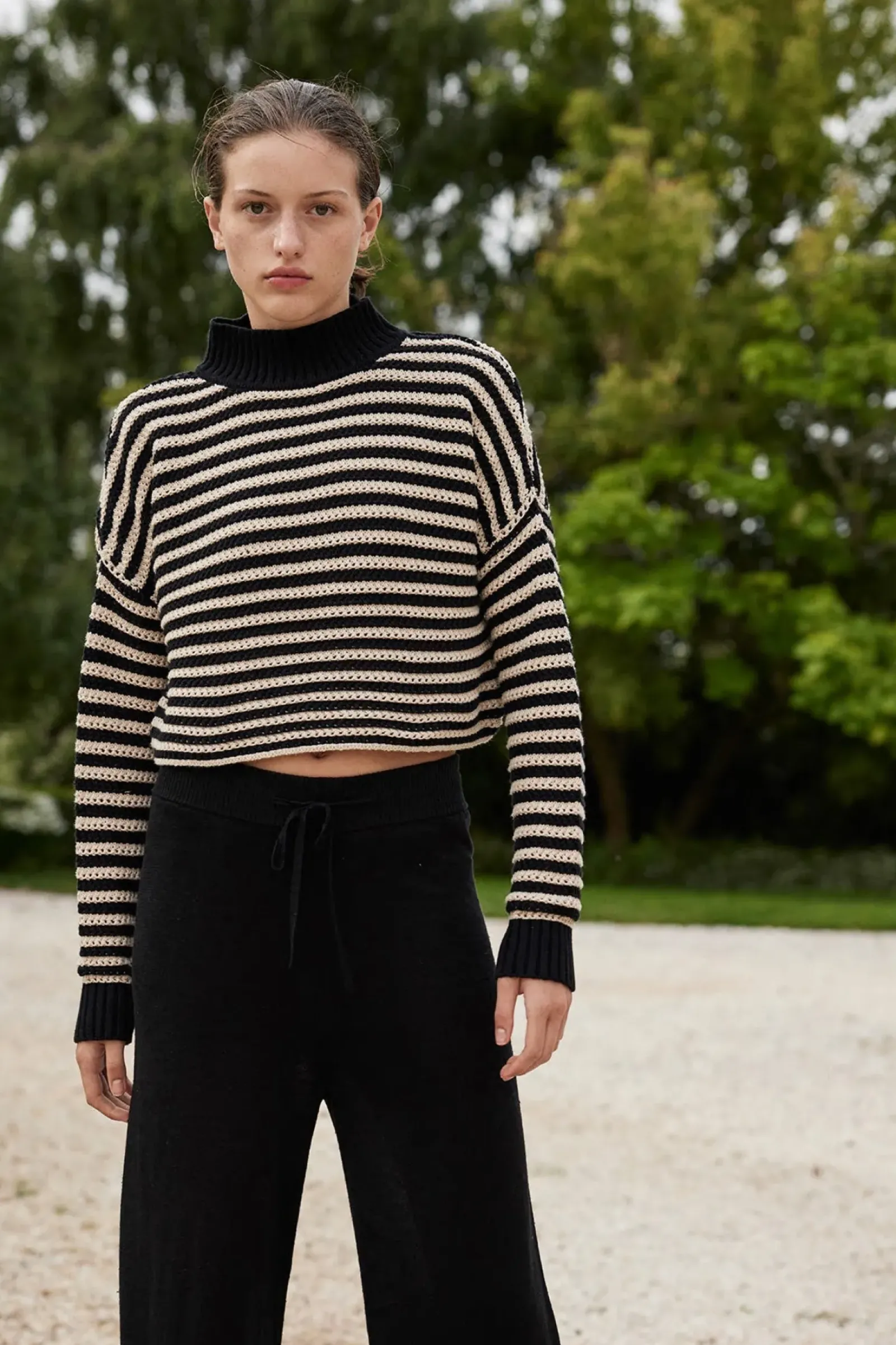 ARCAA Knitwear|Jumpers|June Cropped Sweater - Sand & Black