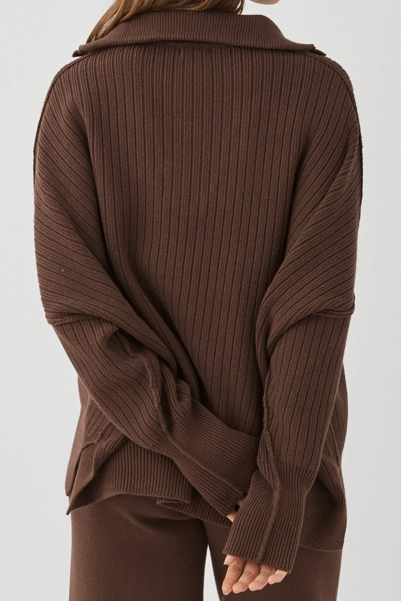 ARCAA Knitwear|Margo Button Up Sweater - Chocolate