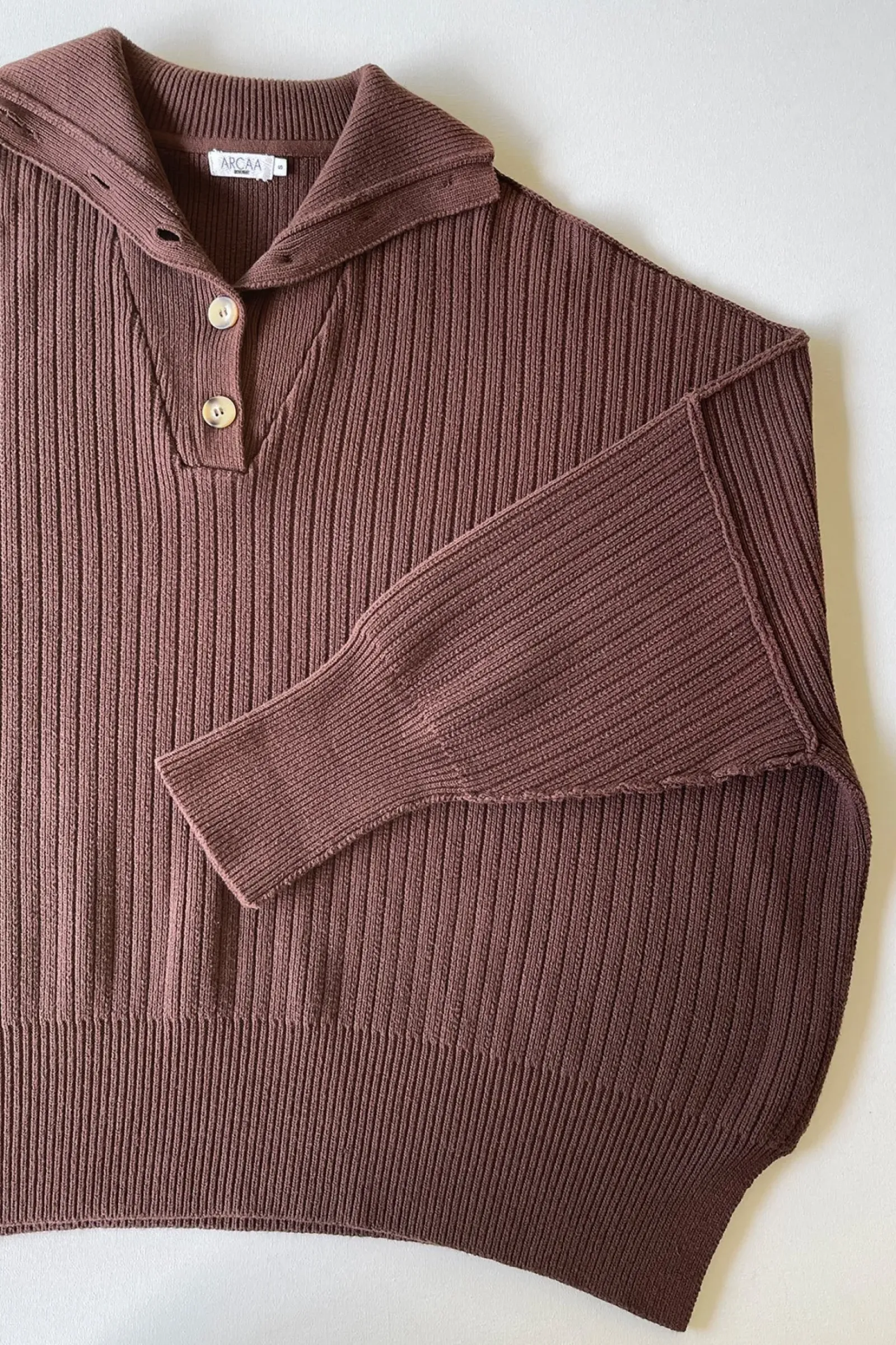 ARCAA Knitwear|Margo Button Up Sweater - Chocolate