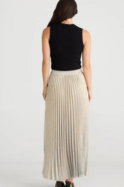 Brave & True Skirts|Brave & True Alias Pleated Skirt - Champagne