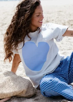 Cartel & Willow Tops|Cartel & Willow Cornflower Heart Tee - Marle/Cornflower