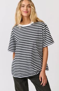 Cartel & Willow Tops|Cartel & Willow Marlie Tee - Black/White Stripe