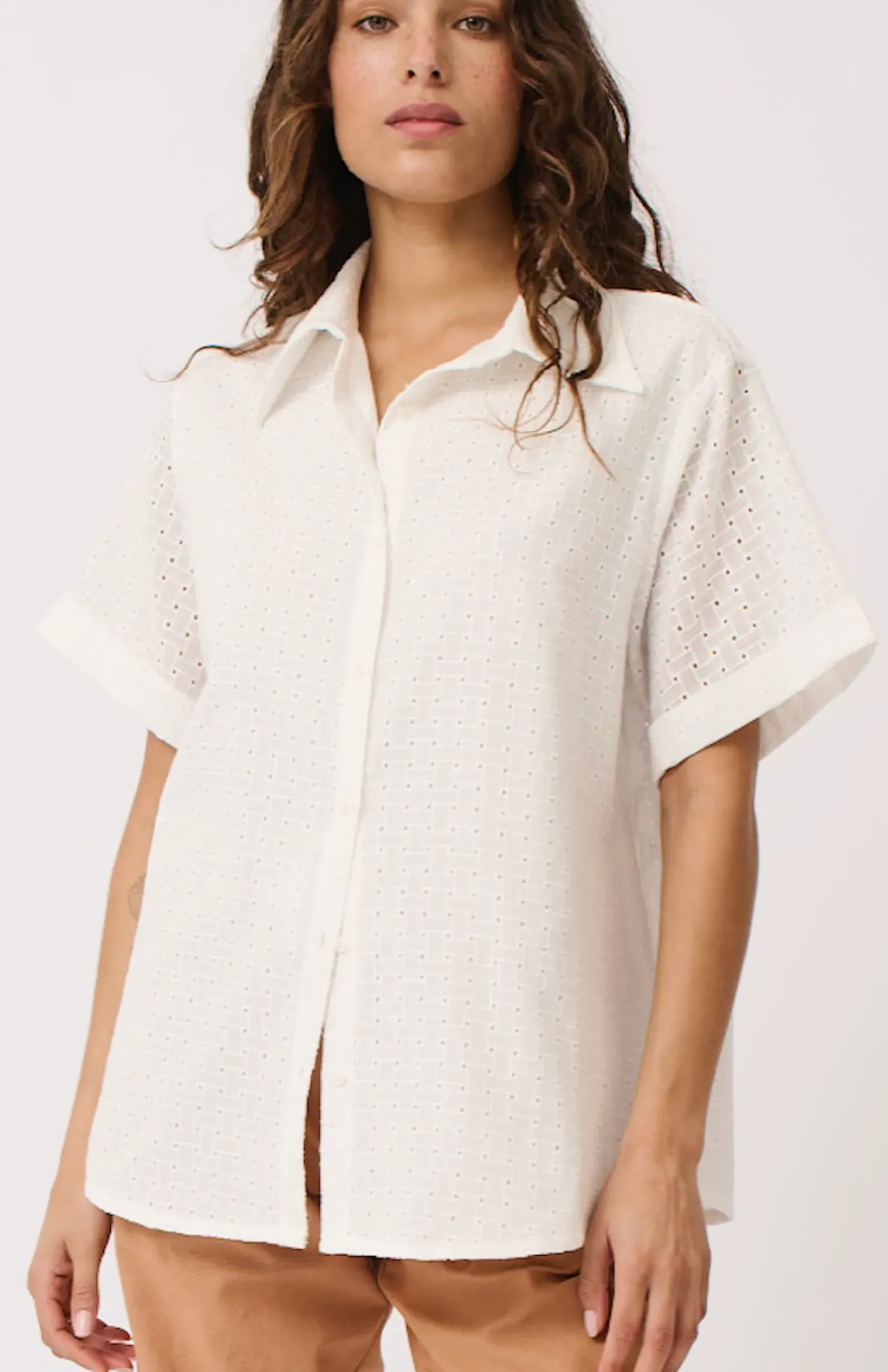 Cartel & Willow Tops|Cartel & Willow Tully Shirt - White Broderie