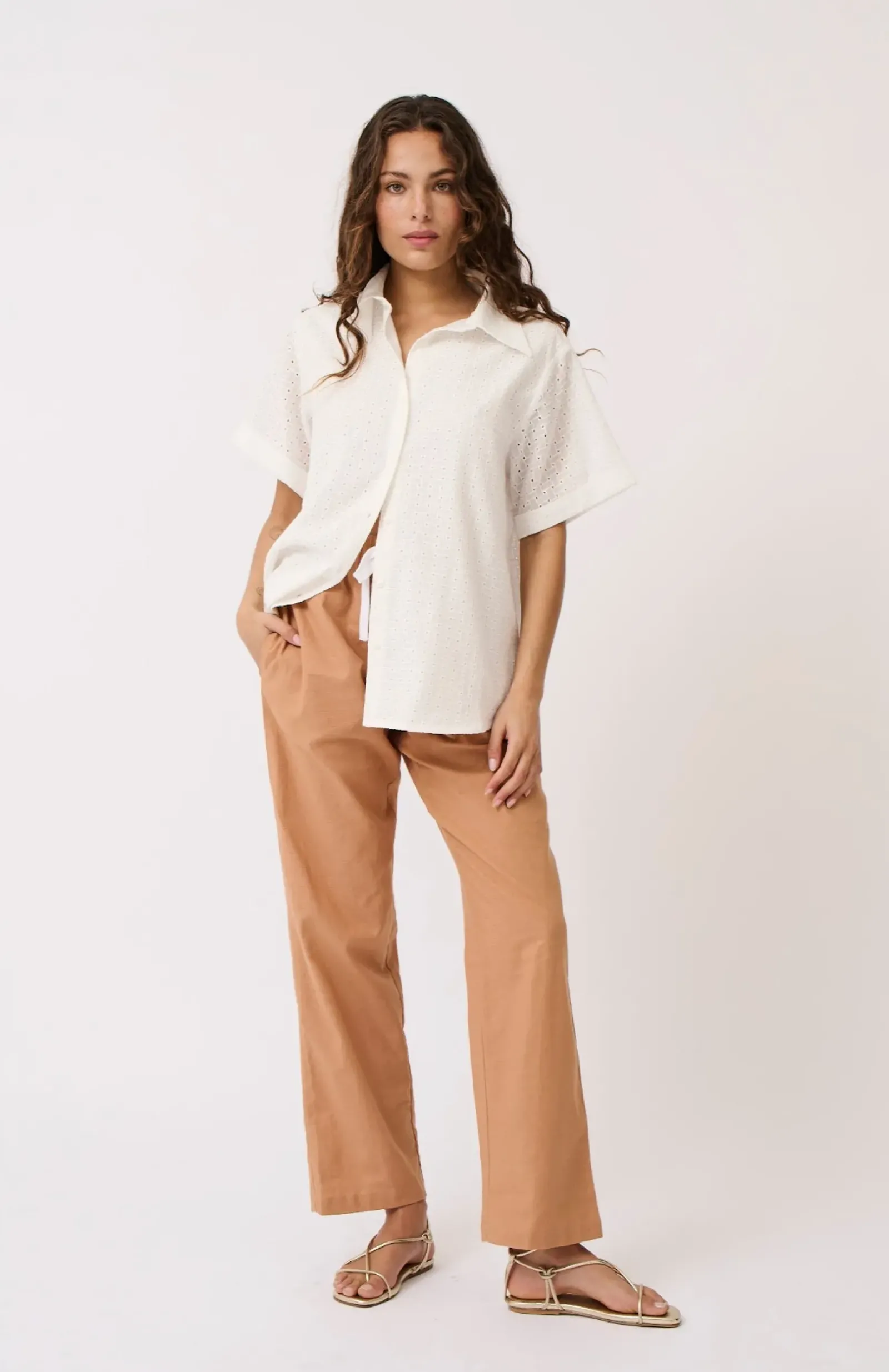 Cartel & Willow Tops|Cartel & Willow Tully Shirt - White Broderie