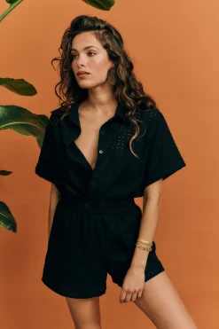 Cartel & Willow Tops|Cartel & Willow Tully Shirt - Black Broderie