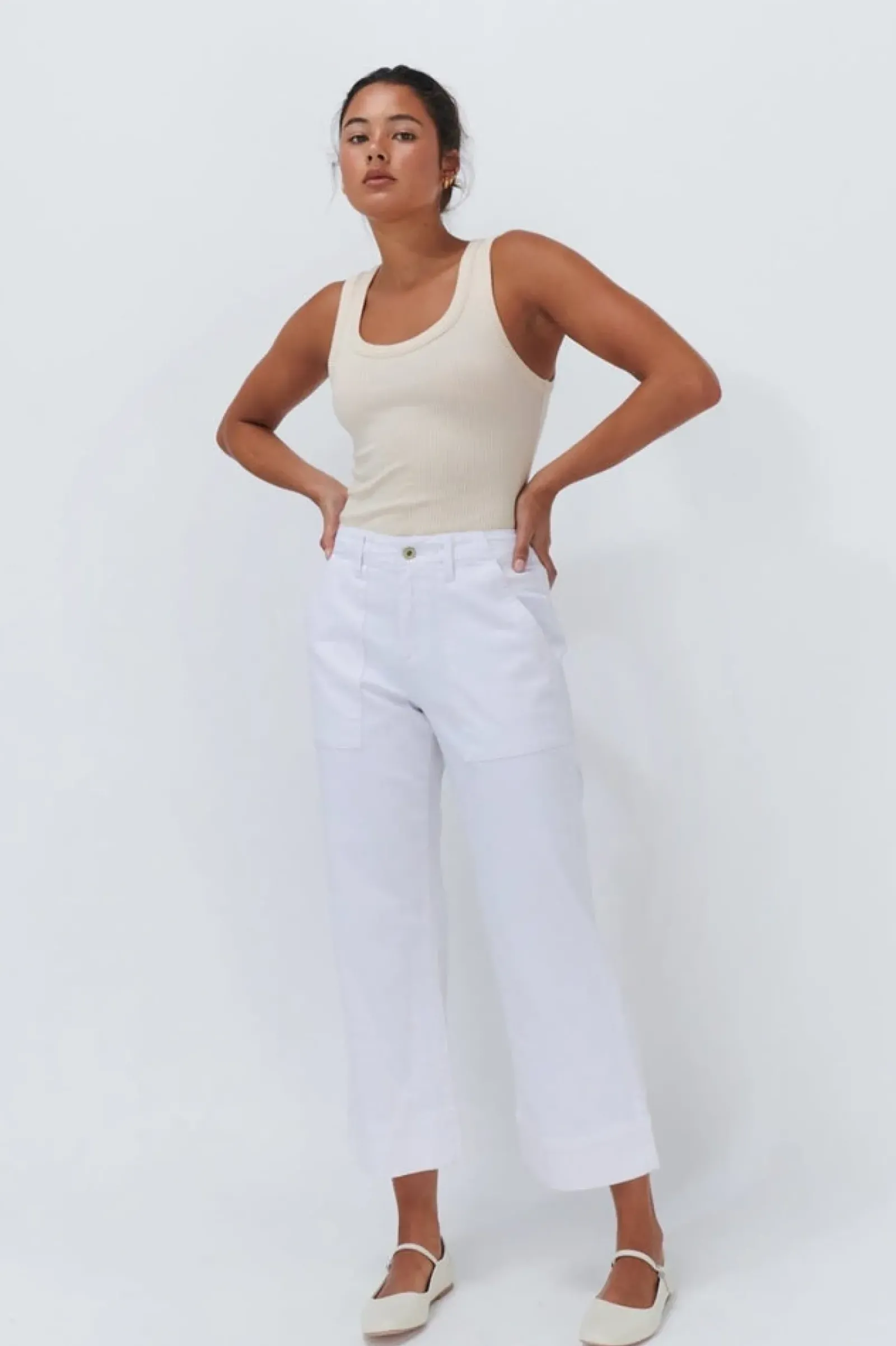 Kireina Jeans|Celeste Pant- Cropped White