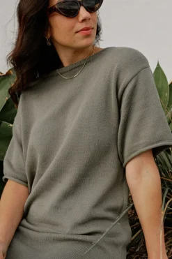 Ceres Life Knitwear|Dresses|Boxy Knit Dress - Moss Green