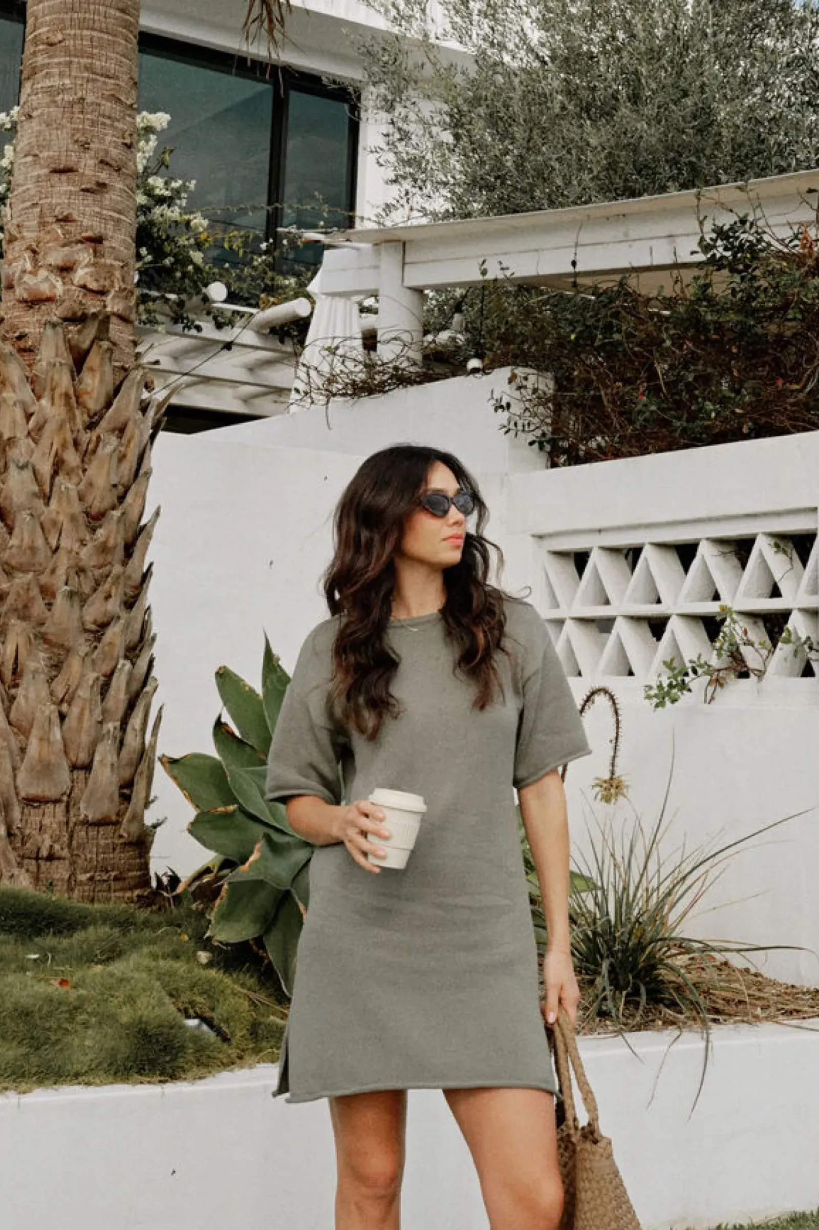 Ceres Life Knitwear|Dresses|Boxy Knit Dress - Moss Green