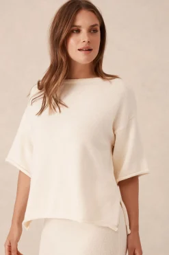 Ceres Life Tops|Knitwear|Boxy Knit Tee- Eggshell
