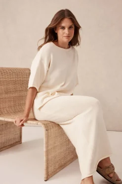 Ceres Life Tops|Knitwear|Boxy Knit Tee- Eggshell