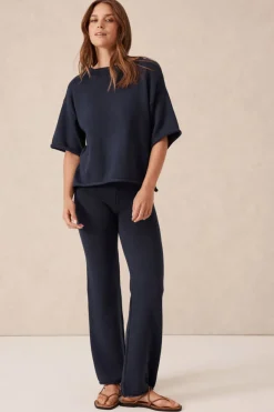 Ceres Life Tops|Knitwear|Boxy Knit Tee- Navy