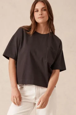 Ceres Life Tops|Boxy Pocket Tee- Phantom