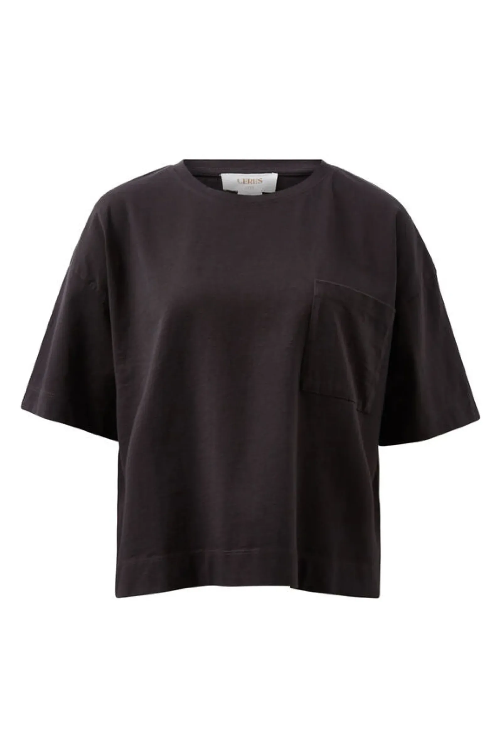Ceres Life Tops|Boxy Pocket Tee- Phantom