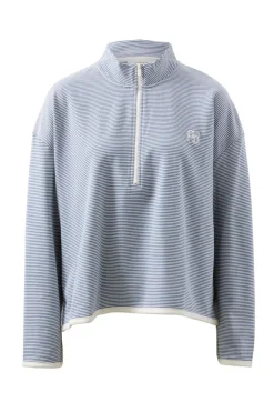 Ceres Life Tops|Boxy Zip Sweat - Moonlight Fine Stripe