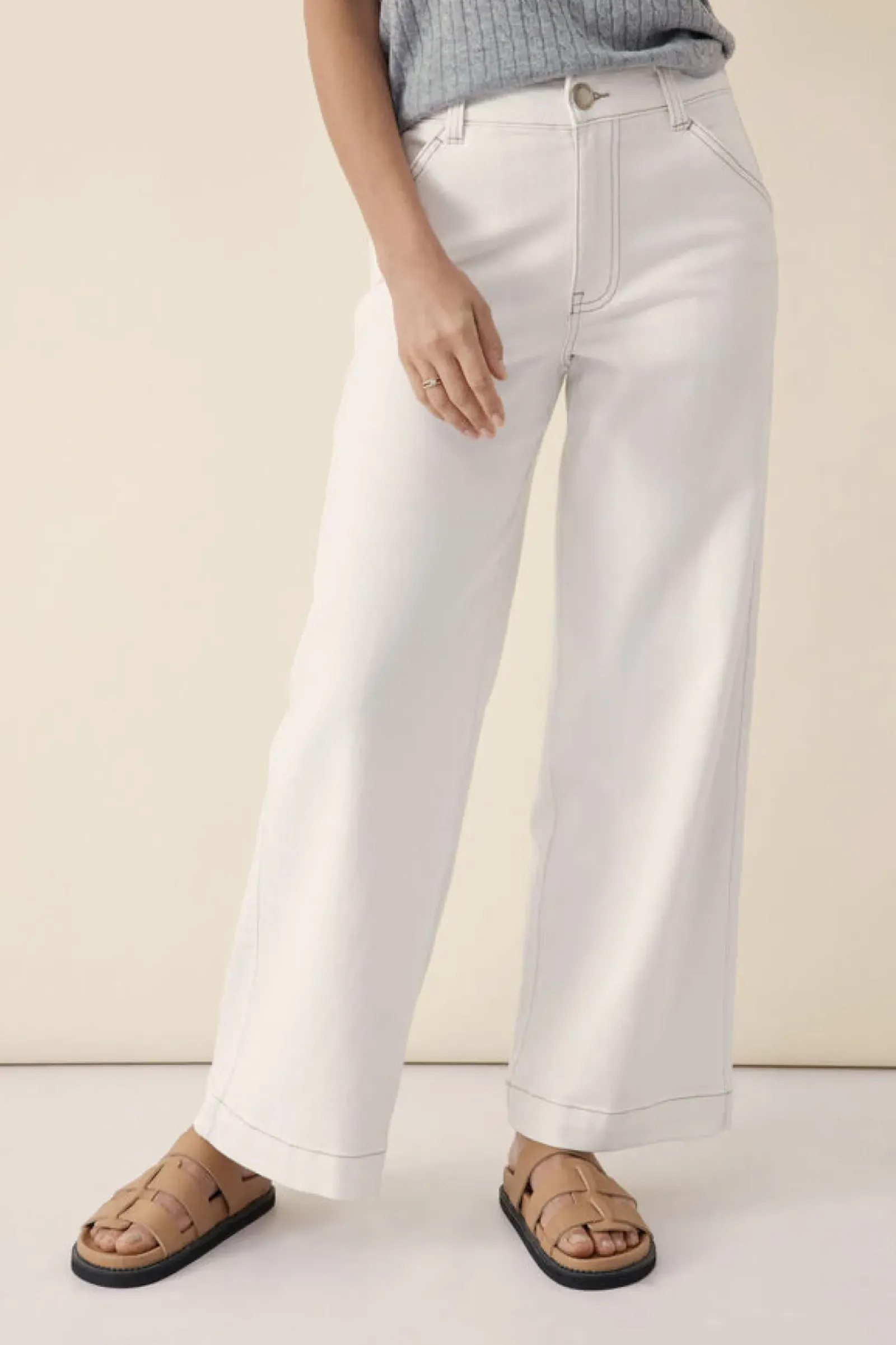 Ceres Life Jeans|Classic Wide Leg Jean - Fresh Ecru