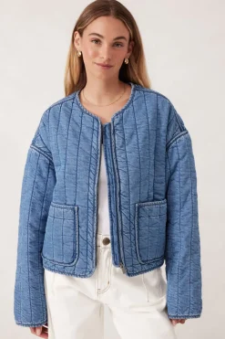 Ceres Life Jackets & Coats|Comfy Quilted Boxy Jacket - Worn Blue