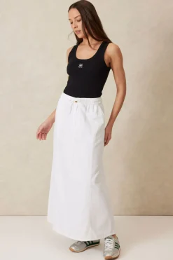 Ceres Life Tops|Contour Rib Scoop Tank - Black/White Monogram Embroidery