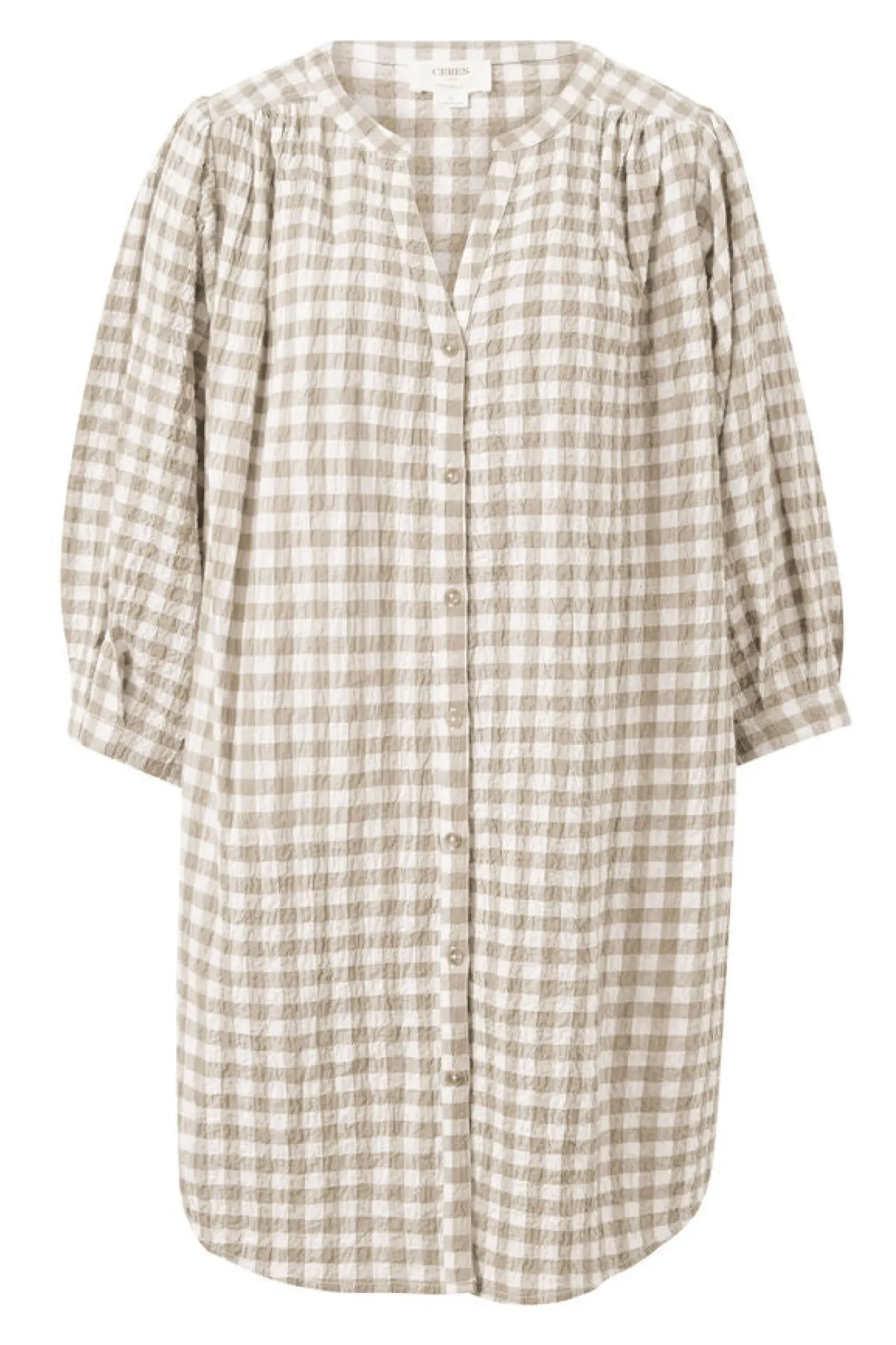 Ceres Life Dresses|Crinkle Mini Dress - Fig Green/White Gingham