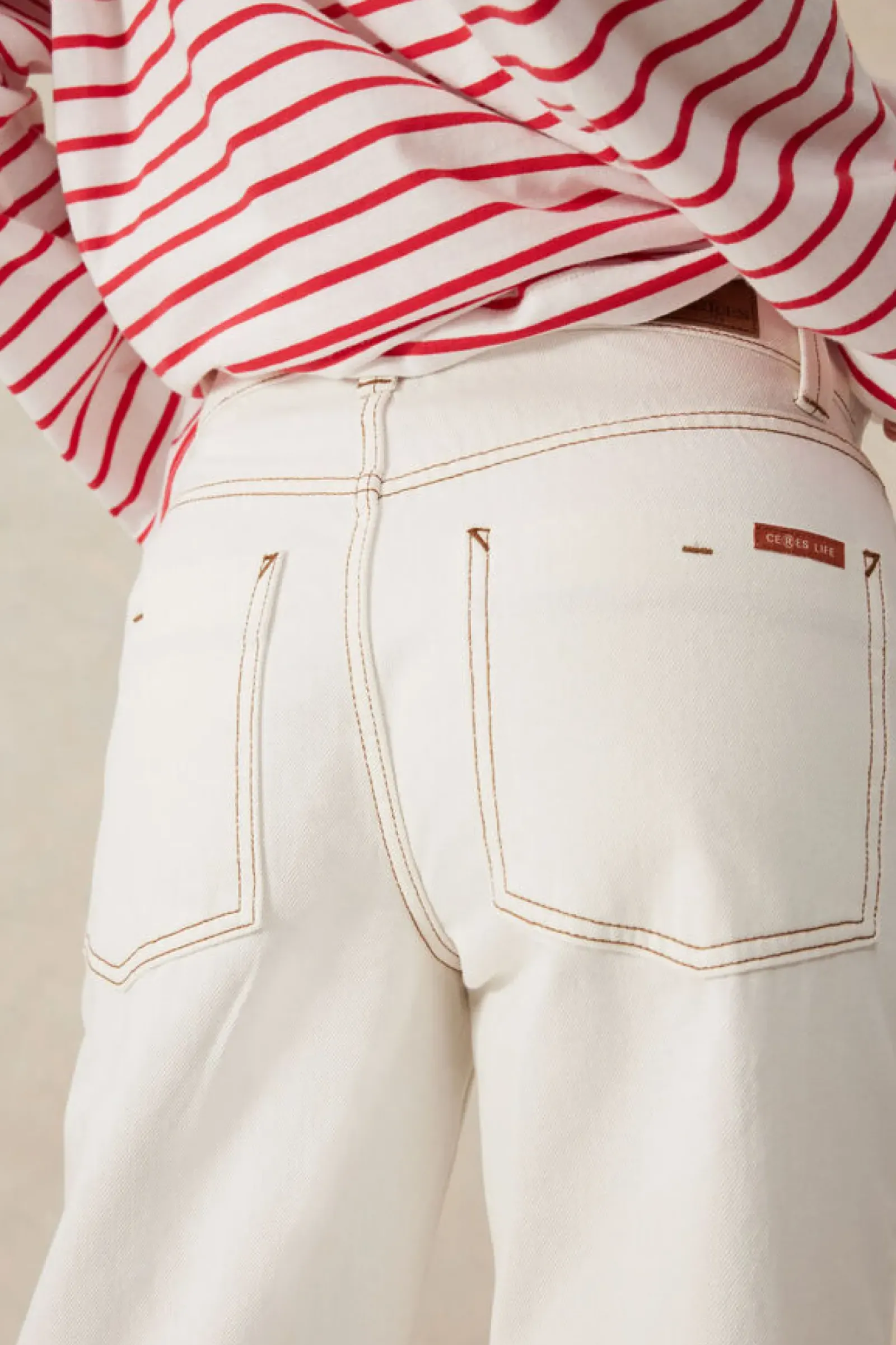 Ceres Life Jeans|Crop Frenchie Jean - Fresh Ecru