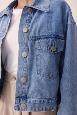 Ceres Life Jackets & Coats|Cropped Denim Jacket - Vintage Blue