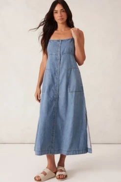Ceres Life Dresses|Denim Beach Dress - Worn Blue