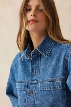 Ceres Life Jackets & Coats|Dresses|Half Sleeve Boxy Shirt Dress - Fresh Indigo Denim