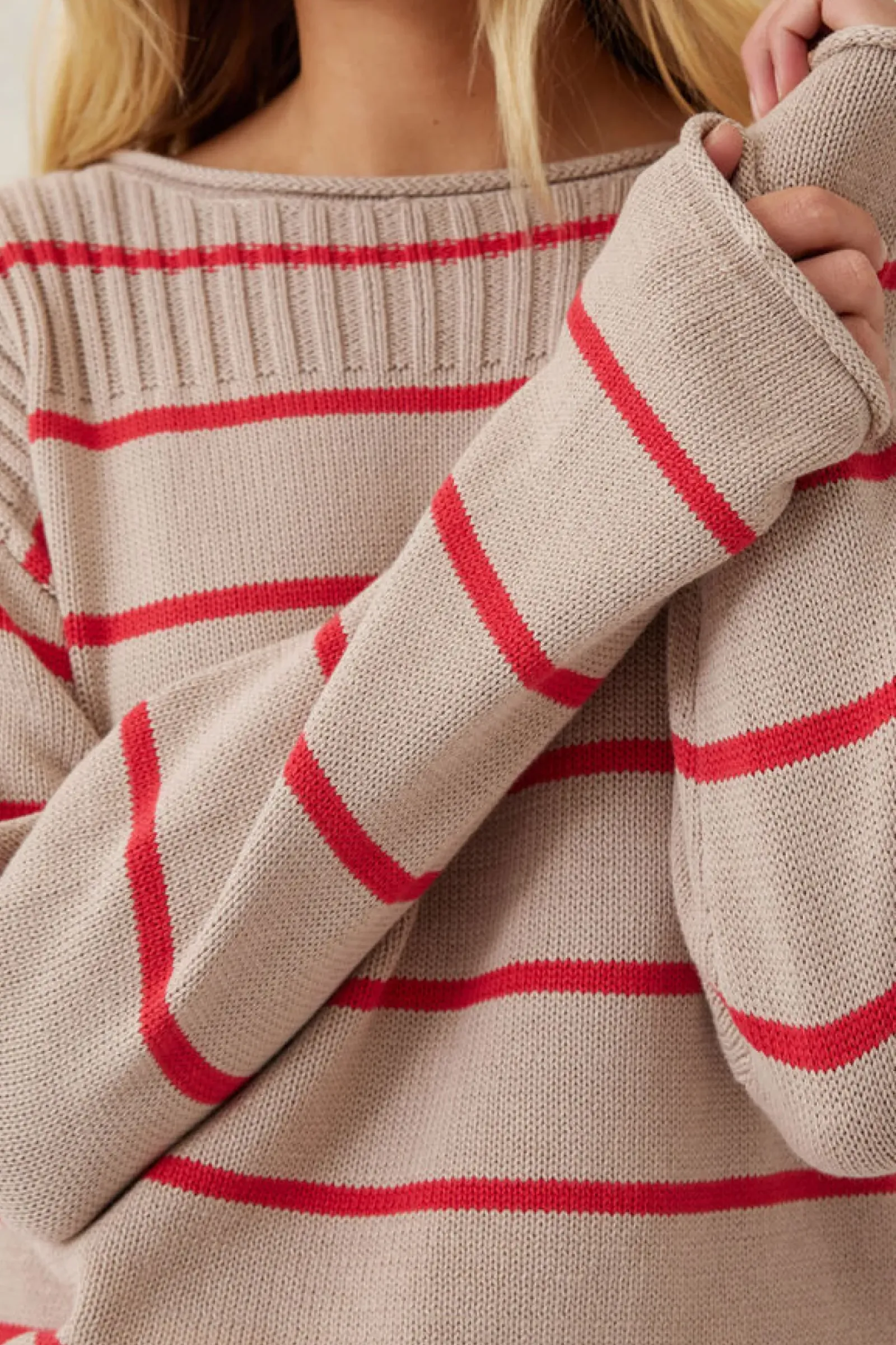 Ceres Life Tops|Knitwear|Ladder Stitch Knit - String Heritage Red Stripe