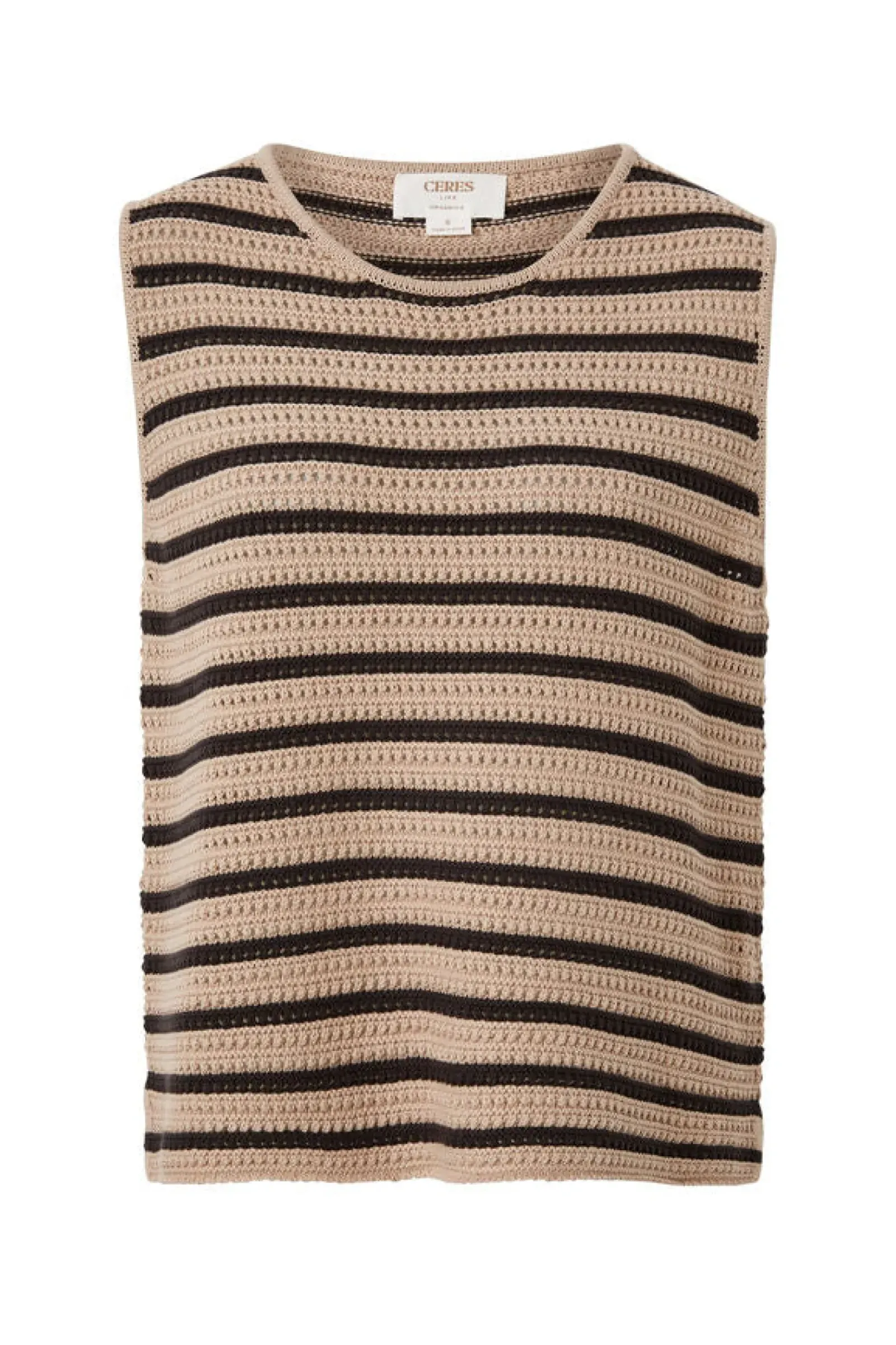 Ceres Life Tops|Mesh Knit Tank - String/Phantom Stripe