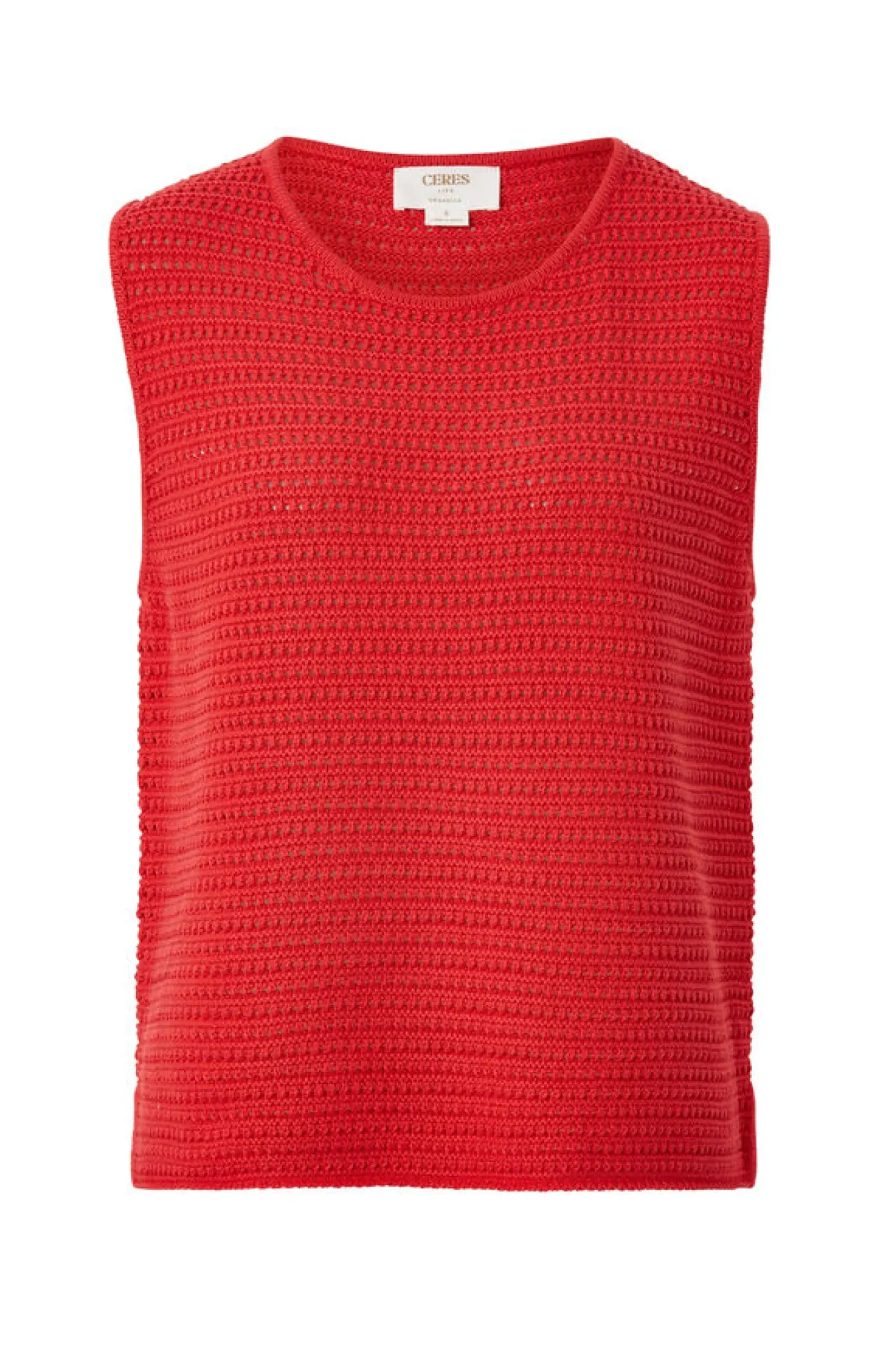 Ceres Life Tops|Mesh Knit Tank - Heritage Red