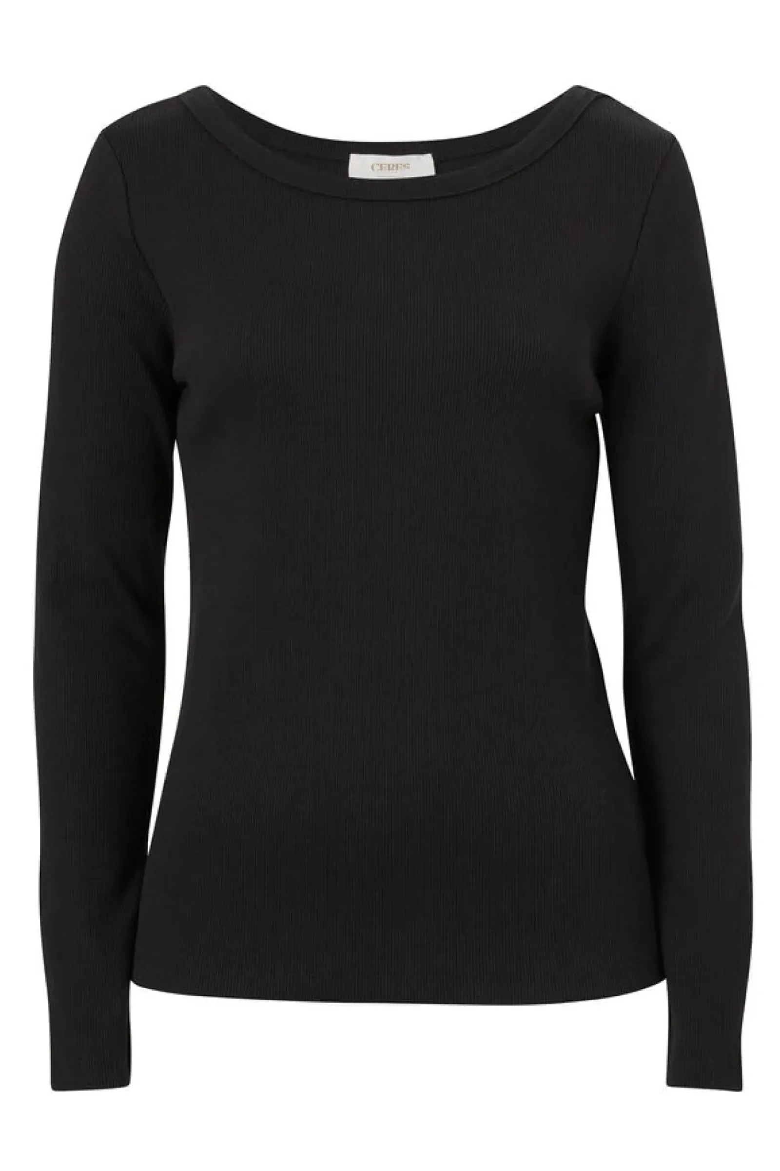 Ceres Life Tops|Organic Rib Long Sleeve Top - Black
