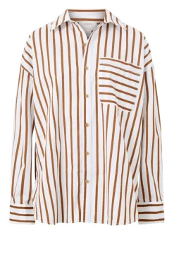 Ceres Life Tops|Oversized Poplin Shirt - White Biscuit Stripe