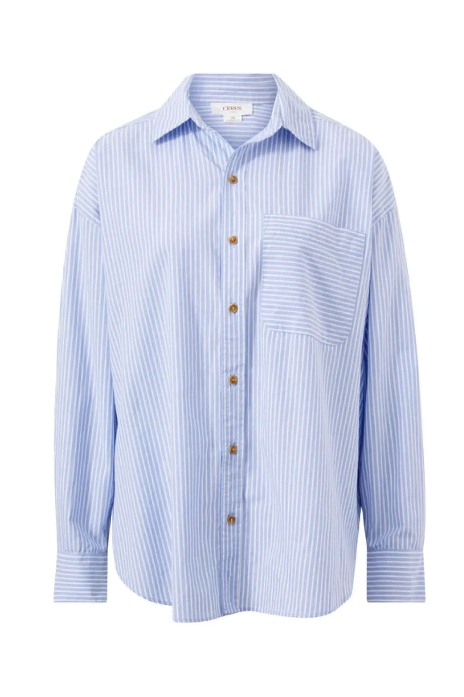 Ceres Life Tops|Oversized Poplin Shirt - White Heritage Blue Stripe