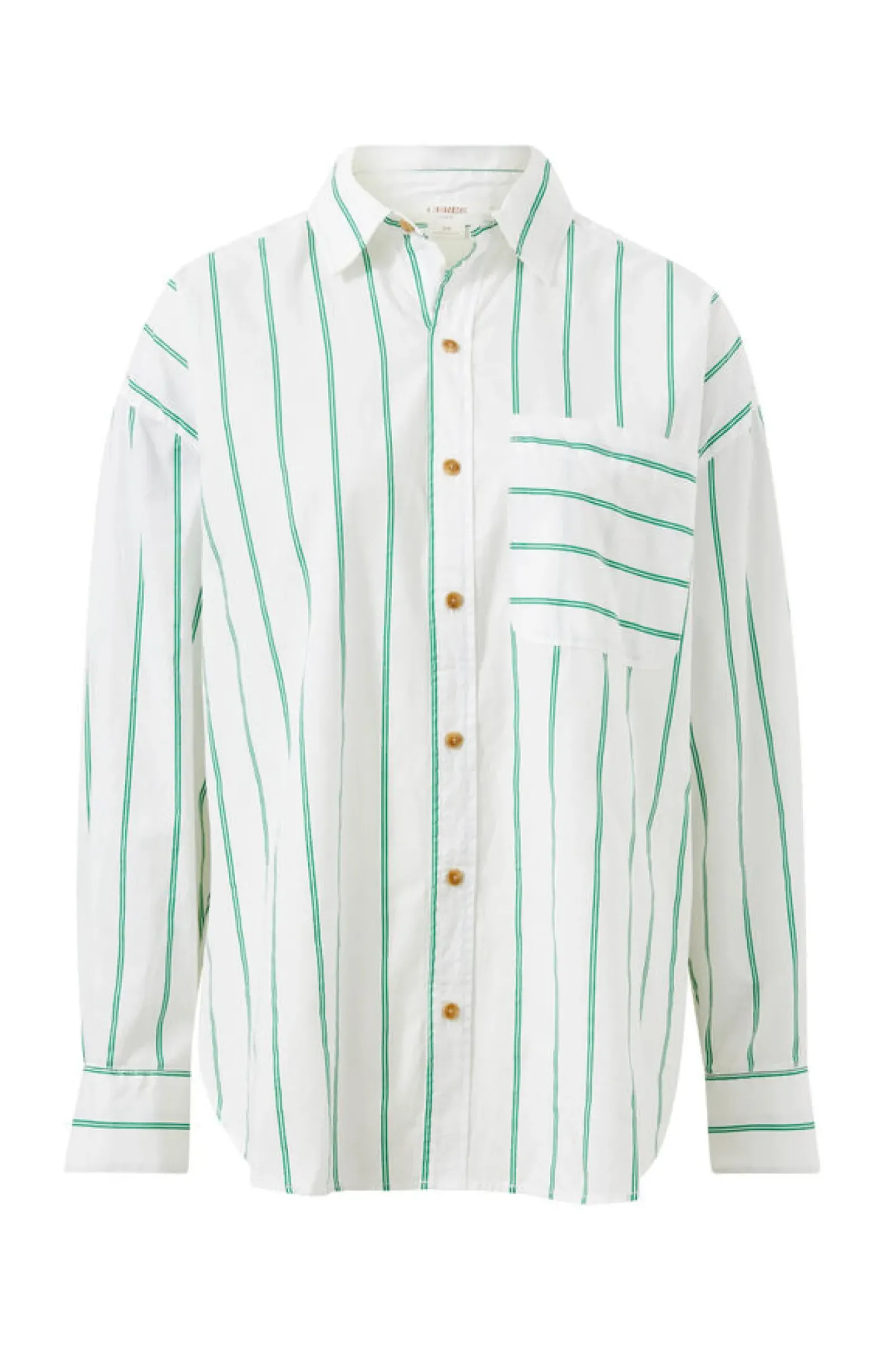 Ceres Life Tops|Oversized Poplin Shirt- Grass Fine Twin Stripe