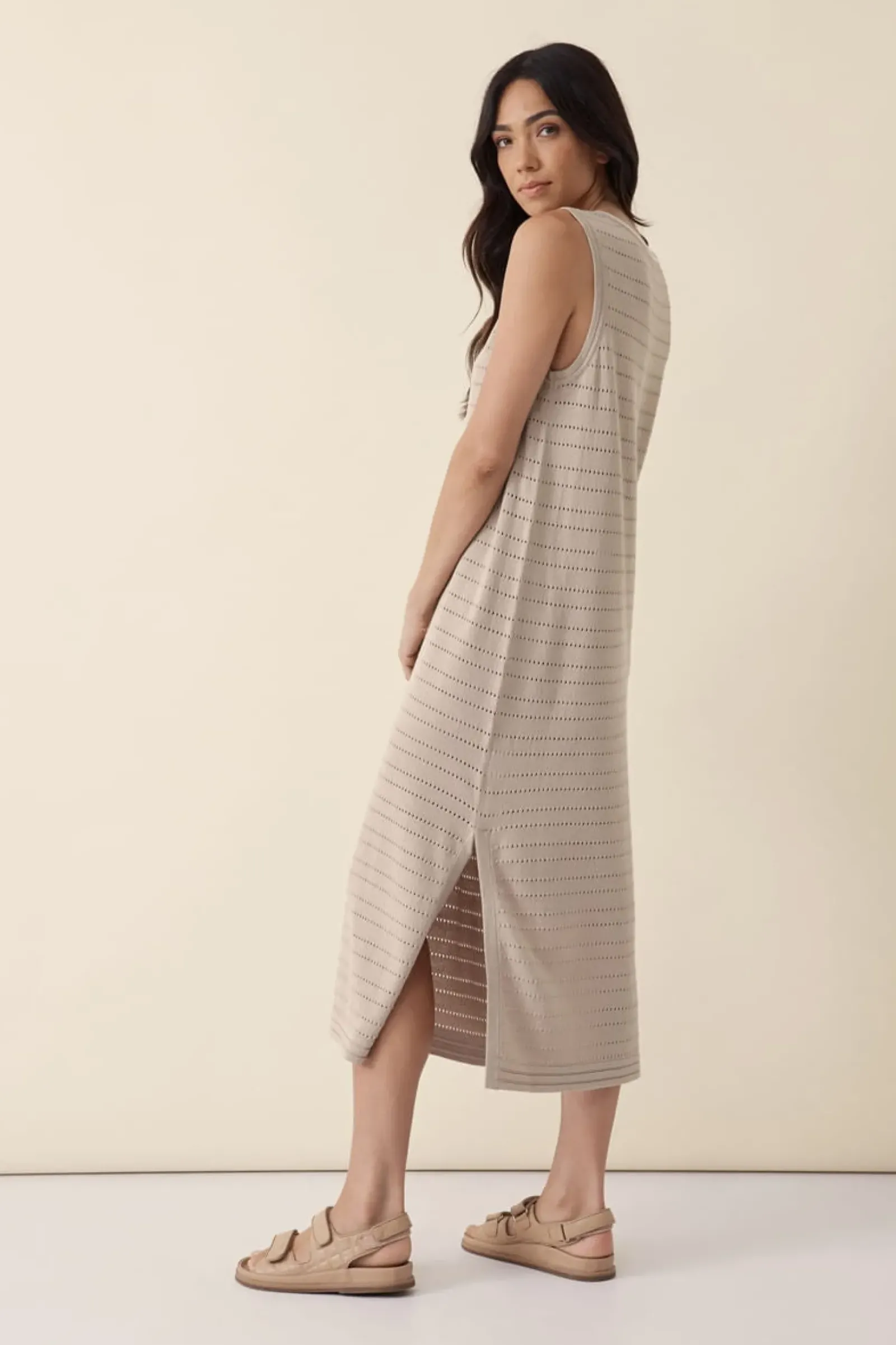 Ceres Life Knitwear|Dresses|Pointelle Sleeveless Knit Dress - String