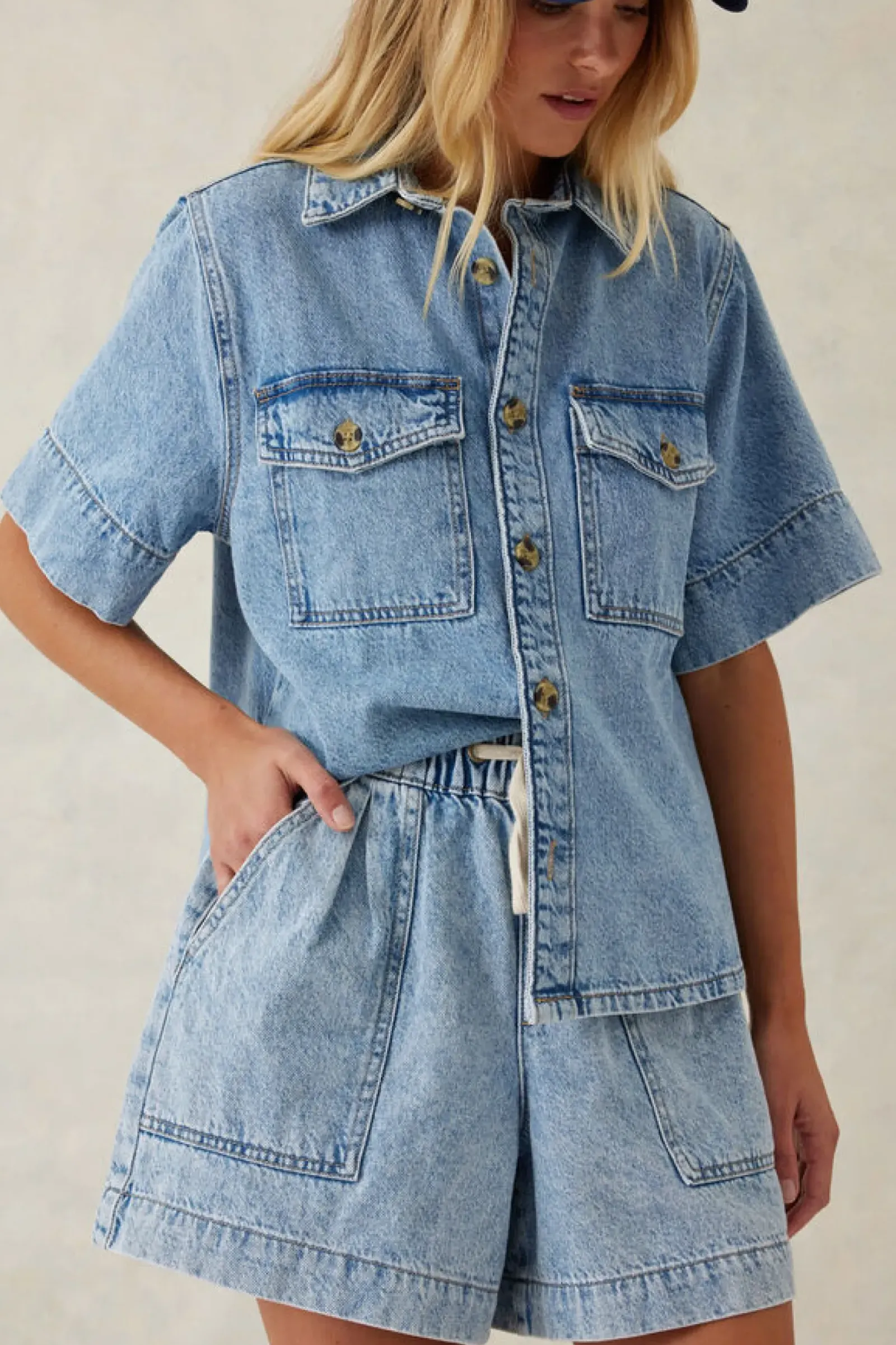 Ceres Life Toggle Menu|Relaxed Everyday Short - Vintage Blue Denim
