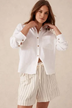 Ceres Life Tops|Relaxed Pocket Shirt- White