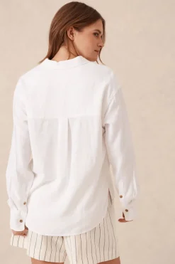Ceres Life Tops|Relaxed Pocket Shirt- White