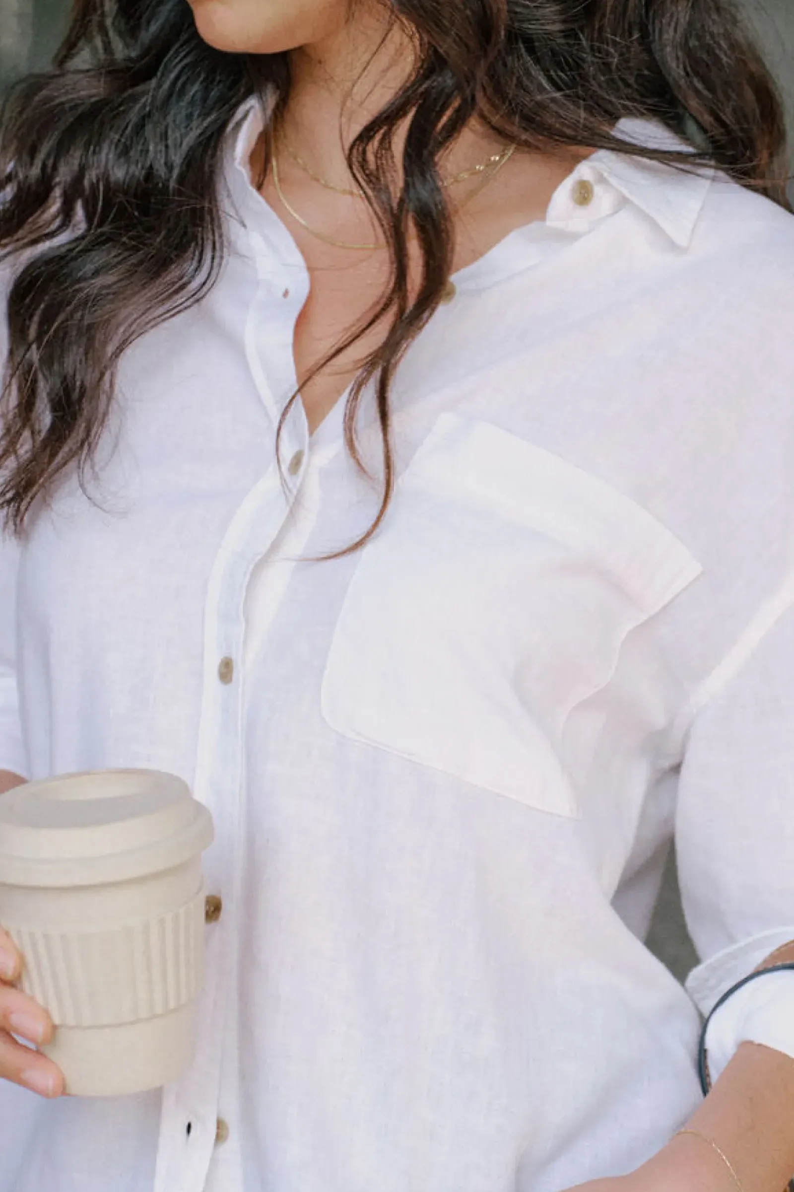 Ceres Life Tops|Relaxed Pocket Shirt- White