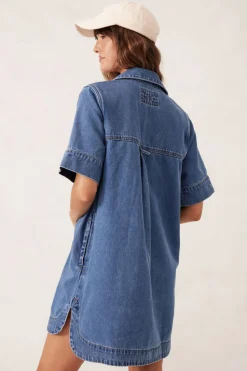 Ceres Life Dresses|Relaxed Shirt Dress - Fresh Indigo