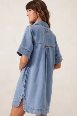 Ceres Life Dresses|Relaxed Shirt Dress - Mid Vintage Blue