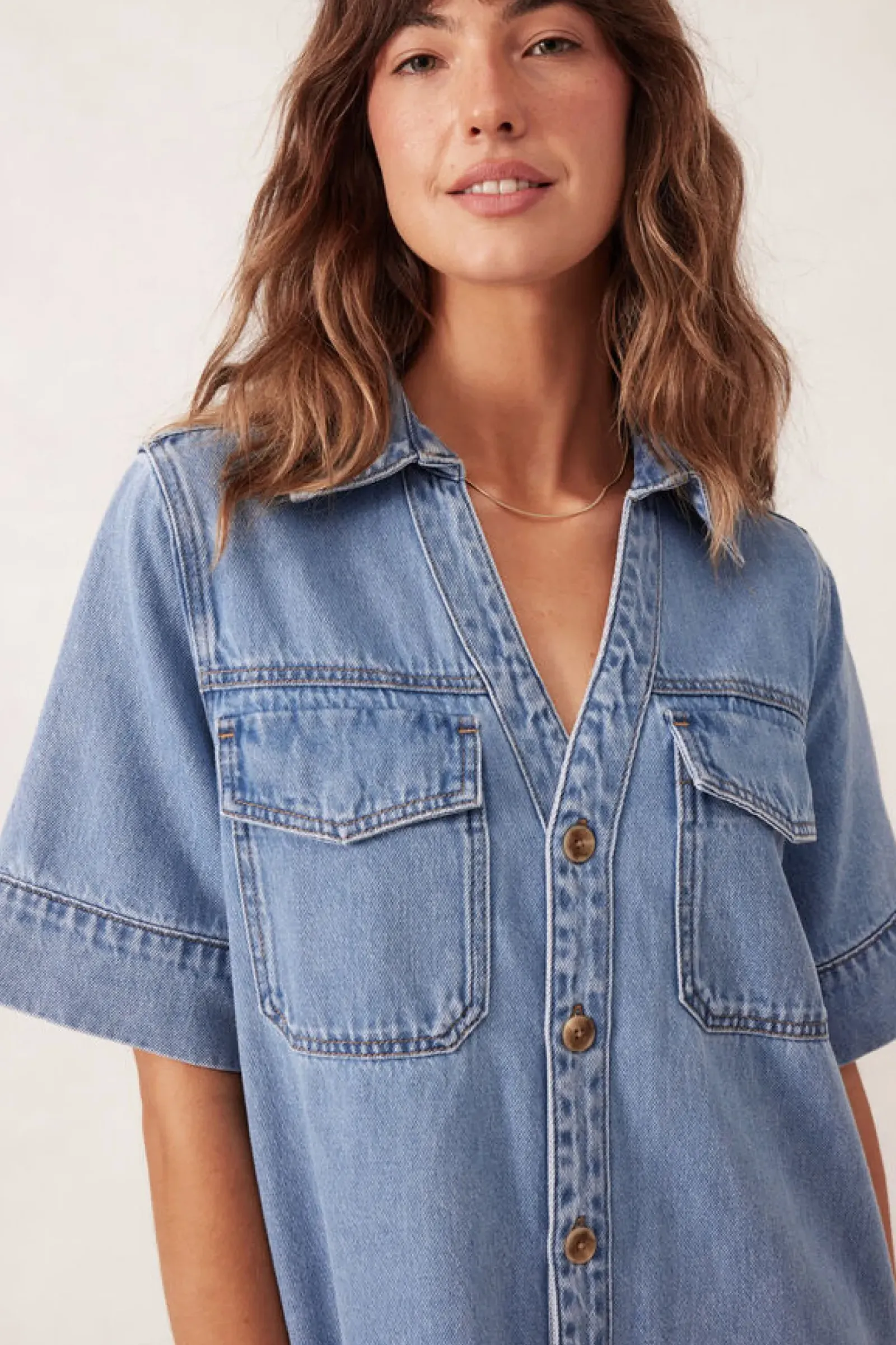 Ceres Life Dresses|Relaxed Shirt Dress - Mid Vintage Blue